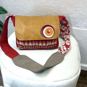 Sage & Harper Women's Multi Media Medium Crossbody Bag Red and Tan